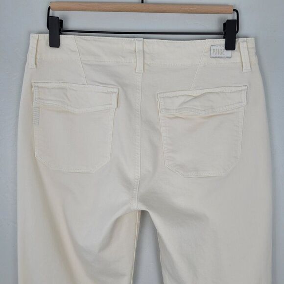 Paige Mayslie Jogger Ankle Zip Stretch Pants Quartz Sand Ivory Size 27 - Picture 6 of 12